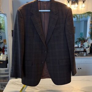Classic Dark Brown Checkered Blazer